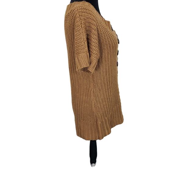Soft Surroundings Sweater Women PS Brown Chunky Knit Wool Blend Double Buttons - Picture 5 of 12